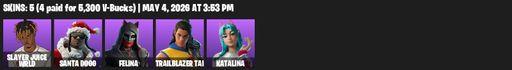 [PC/PSN/XBOX] | 5 skins | Slayer Juice WRLD | Santa Dogg | Felina | Trailblazer Tai | Katalina | The Fangler | Snoop's Holladizzle Bass | Full Access