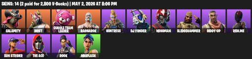 [PC/PSN/XBOX] | 14 skins | Calamity | Drift | Cuddle Team Leader | Ragnarok | Huntress | DJ Yonder | Wingman | Sledgehammer | Giddy-up | Redline | Full Access