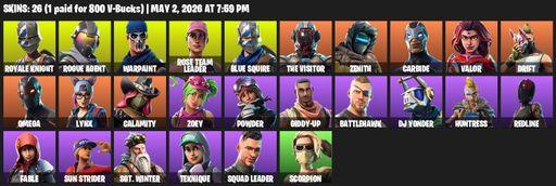 [PC/XBOX] | 26 skins | 1600 V-bucks | OG STW | Royale Knight | Blue Squire | Omega | Mako | Rogue Agent | Warpaint | Rose Team Leader | The Visitor | Full Access