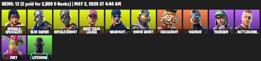 [PC/PSN/XBOX] | 12 skins | Floss | OG STW | Sparkle Specialist | Royale Knight | Blue Squire | Rose Team Leader | Warpaint | Rogue Agent | Crackshot | Full Access