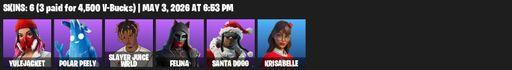 [PC/PSN/XBOX] | 6 skins | Yulejacket | Polar Peely | Slayer Juice WRLD | Felina | Santa Dogg | Krisabelle | Blade of the Waning Moon | Full Access