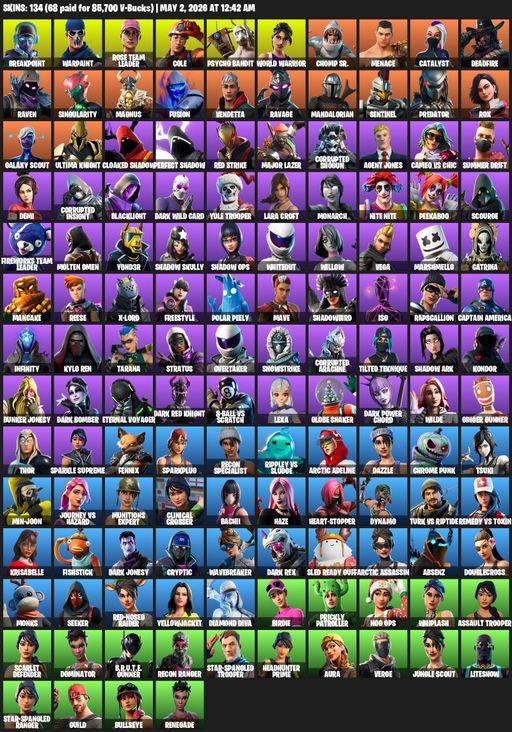 [PC/PSN/XBOX] | 134 skins | 550 V-bucks | Merry Mint Axe | OG STW | Lara Croft | Breakpoint | Warpaint | Rose Team Leader | Cole | Psycho Bandit | Full Access
