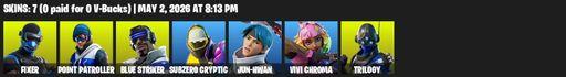 [PC/PSN/XBOX] | 7 skins | Fixer | Point Patroller | Blue Striker | Subzero Cryptic | Jun-Hwan | Vivi Chroma | Trilogy | Controller | Perfect Point | Full Access