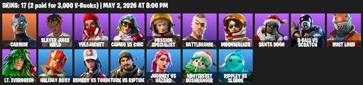 [PC/PSN] | 17 skins | Take The L | Carbide | Slayer Juice WRLD | Yulejacket | Cameo vs Chic | Mission Specialist | Battlehawk | Moonwalker | Full Access