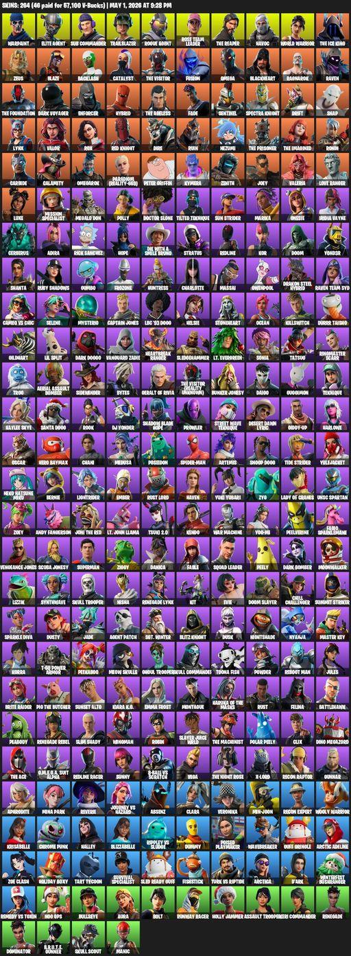 [PC/PSN/XBOX] | 264 skins | 600 V-bucks | Take The L | OG STW | The Reaper | Elite Agent | Omega | Warpaint | Sub Commander | Trailblazer | Full Access