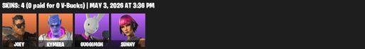 [PC/XBOX] | 4 skins | Joey | Kymera | Guggimon | Sunny | The Fret Basher | Kittanas | Chop Chop | Default Pickaxe | Full Access