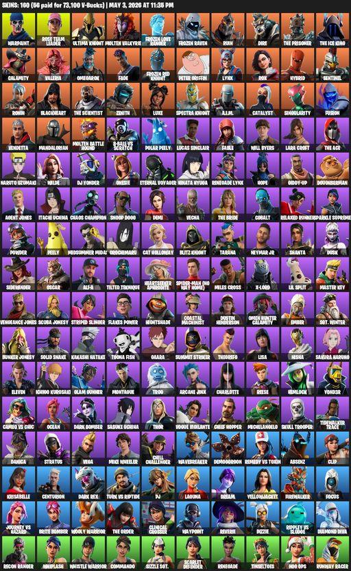 [PC/PSN/XBOX] | 160 skins | OG STW | Lara Croft | Warpaint | Rose Team Leader | Ultima Knight | Molten Valkyrie | Frozen Love Ranger | Frozen Raven | Full Access