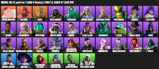 [PC/PSN/XBOX] | 36 skins | Peter Griffin | Valeria | Zeus | Blitz Knight | Poseidon | Emma Frost | Captain Jones | Peelverine | Korra | Artemis | Full Access