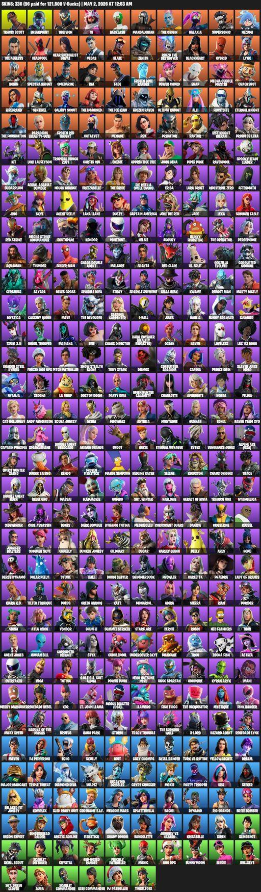 [PC/PSN/XBOX] | 336 skins | 1000 V-bucks | Leviathan Axe | Travis Scott | Lara Croft | Breakpoint | Oblivion | Vi | Backlash | Mandalorian | Full Access