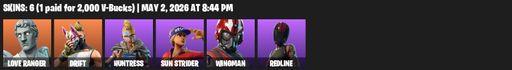 [PC/PSN/XBOX] | 6 skins | Love Ranger | Drift | Huntress | Sun Strider | Wingman | Redline | Oracle Axe | Rift Edge | Lug Axe | Balloon Axe | Full Access