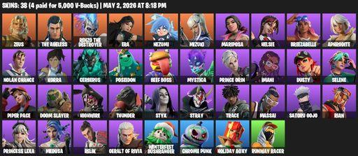 [PC/PSN/XBOX] | 38 skins | Zeus | The Ageless | Renzo the Destroyer | Era | Nezumi | Mizuki | Mariposa | Helsie | Breezabelle | Aphrodite | Full Access