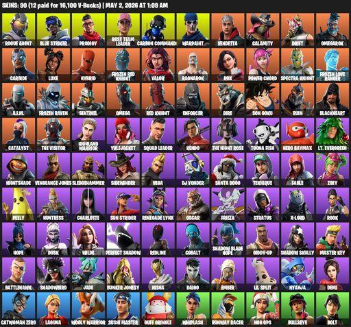 [PC/PSN/XBOX] | 90 skins | 800 V-bucks | OG STW | Omega | Rogue Agent | Blue Striker | Prodigy | Rose Team Leader | Carbon Commando | Warpaint | Full Access