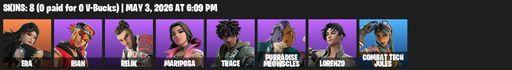 [PC/PSN/XBOX] | 8 skins | 750 V-bucks | Era | Rian | Relik | Mariposa | Trace | Purradise Meowscles | Lorenzo | Combat Tech Jules | Hunter's Reach | Full Access