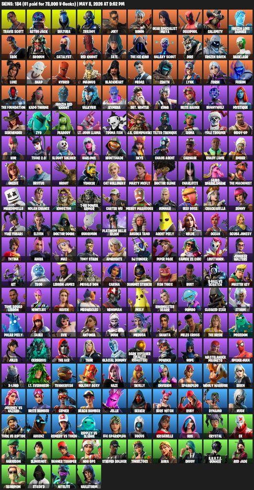[PC/XBOX] | 184 skins | Travis Scott | Astro Jack | Sultura | Trilogy | Joey | Ronin | Gear Specialist Maya | Deadpool | Calamity | Frozen Love Ranger | Full Access
