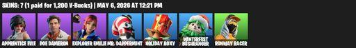 [PC/PSN/XBOX] | 7 skins | Apprentice Evie | Poe Dameron | Explorer Emilie | Mr. Dappermint | Holiday Boxy | Winterfest Bushranger | Runway Racer | Full Access