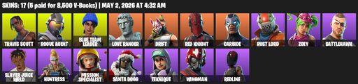 [PC/XBOX] | 17 skins | Travis Scott | Rogue Agent | Blue Team Leader | Love Ranger | Drift | Red Knight | Carbide | Rust Lord | Zoey | Battlehawk | Full Access