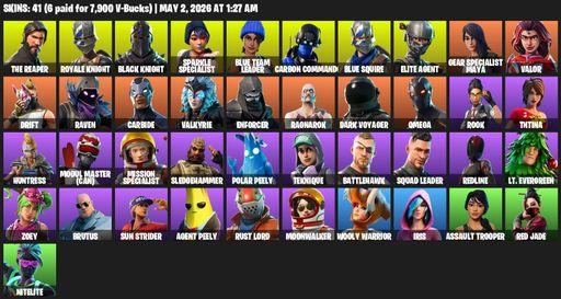[PC/PSN/XBOX] | 41 skins | Take The L | Floss | Black Knight | Sparkle Specialist | Royale Knight | The Reaper | Elite Agent | Blue Squire | Omega | Full Access