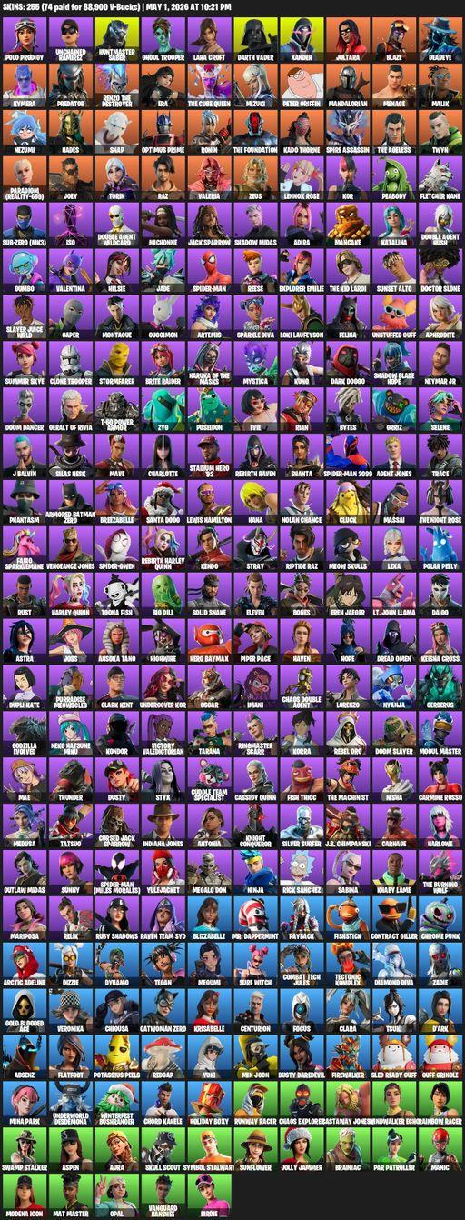 [PC/PSN/XBOX] | 255 skins | Lara Croft | Polo Prodigy | Unchained Ramirez | Huntmaster Saber | Ghoul Trooper | Darth Vader | Xander | Joltara | Blaze | Full Access