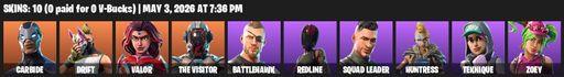 [PC/XBOX] | 10 skins | Carbide | Drift | Valor | The Visitor | Battlehawk | Redline | Squad Leader | Huntress | Teknique | Zoey | Rift Edge | Full Access