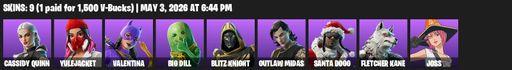 [PC/PSN/XBOX] | 9 skins | Cassidy Quinn | Yulejacket | Valentina | Big Dill | Blitz Knight | Outlaw Midas | Santa Dogg | Fletcher Kane | Joss | Full Access