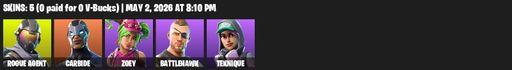 [PC/PSN/XBOX] | 5 skins | Rogue Agent | Carbide | Zoey | Battlehawk | Teknique | Positron | Lollipopper | Gale Force | Default Pickaxe | Full Access