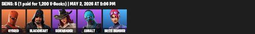 [PC/XBOX] | 5 skins | Hybrid | Blackheart | Sidewinder | Cobalt | Brite Bomber | Groot's Sap Axes | Swag Smasher | Dragon's Claw | Shortbread Slicers | Full Access
