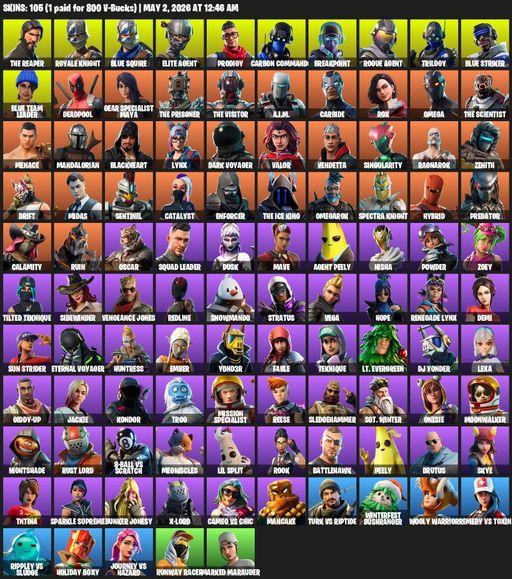 [PC/XBOX] | 105 skins | Take The L | Royale Knight | The Reaper | Elite Agent | Blue Squire | Omega | Prodigy | Carbon Commando | Breakpoint | Full Access