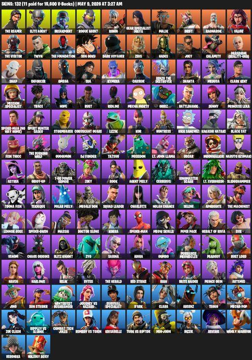[PC] | 132 skins | 550 V-bucks | Take The L | The Reaper | Elite Agent | Omega | Breakpoint | Rogue Agent | Ronin | Gear Specialist Maya | Malik | Full Access