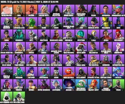 [PC/PSN] | 72 skins | Peter Griffin | Zeus | Valeria | Haylee Skye | Emperor Palpatine | Emma Frost | Gunslinger Calamity | Felina | Superman | Full Access