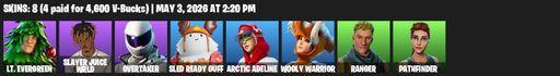[PC/XBOX] | 8 skins | Lt. Evergreen | Slayer Juice WRLD | Overtaker | Sled Ready Guff | Arctic Adeline | Wooly Warrior | Ranger | Pathfinder  | Full Access
