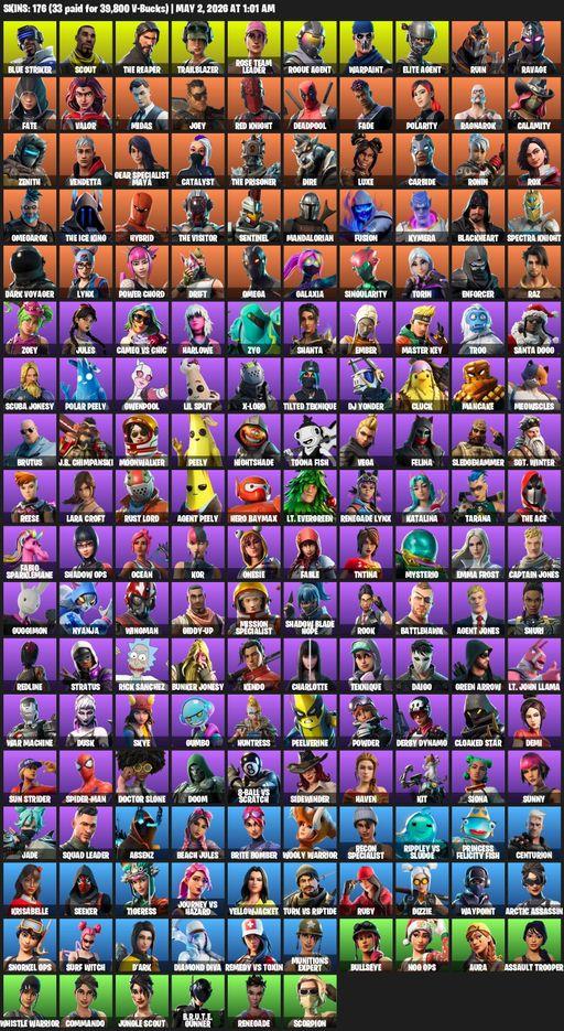 [PC/PSN/XBOX] | 176 skins | Take The L | OG STW | The Reaper | Elite Agent | Omega | Lara Croft | Blue Striker | Scout | Trailblazer | Full Access