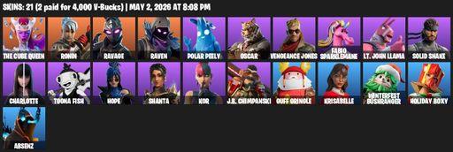 [PC/PSN] | 21 skins | 600 V-bucks | The Cube Queen | Ronin | Ravage | Raven | Polar Peely | Oscar | Vengeance Jones | Fabio Sparklemane | Full Access