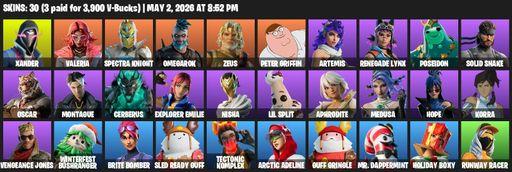 [PC/PSN/XBOX] | 30 skins | Xander | Valeria | Spectra Knight | Omegarok | Zeus | Peter Griffin | Artemis | Renegade Lynx | Poseidon | Solid Snake | Full Access