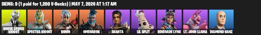 [PC/PSN/XBOX] | 9 skins | Rogue Spider Knight | Spectra Knight | Ronin | Omegarok | Shanta | Lil Split | Renegade Lynx | Lt. John Llama | Diamond Hanz | Full Access