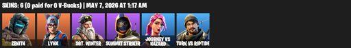 [PC/PSN] | 6 skins | Zenith | Lynx | Sgt. Winter | Summit Striker | Journey vs Hazard | Turk vs Riptide | Scorcher | Scratchmark | Angler Axes | Full Access