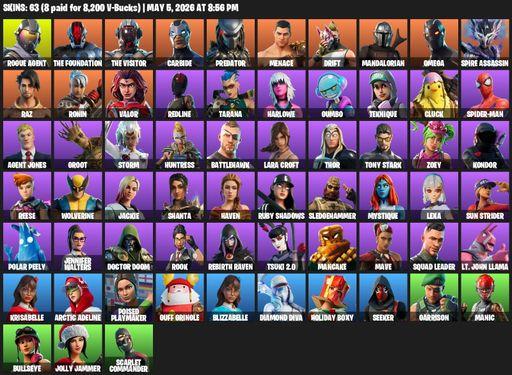 [PC/XBOX] | 63 skins | Omega | Lara Croft | Rogue Agent | The Foundation | The Visitor | Carbide | Predator | Menace | Drift | Mandalorian | Full Access