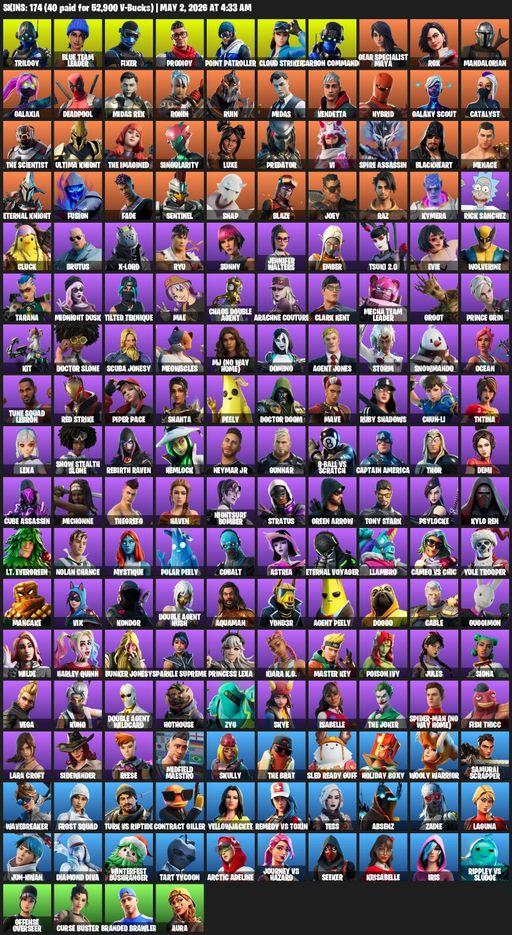 [PC/XBOX] | 174 skins | Merry Mint Axe | Lara Croft | Trilogy | Blue Team Leader | Fixer | Prodigy | Point Patroller | Cloud Striker | Carbon Commando | Full Access