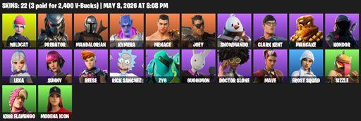 [PC/PSN/XBOX] | 22 skins | Wildcat | Predator | Mandalorian | Kymera | Menace | Joey | Snowmando | Clark Kent | Mancake | Kondor | Lexa | Sunny | Full Access