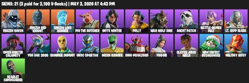 [PC/PSN/XBOX] | 21 skins | Frozen Raven | Frozen Red Knight | Frozen Love Ranger | Pig the Butcher | Onyx Winter | Polly | War Wolf Dire | Agent Patch | Full Access