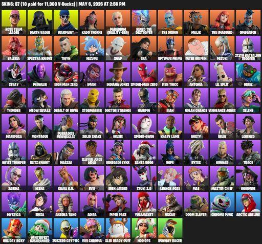 [PC/PSN/XBOX] | 87 skins | OG STW | Rose Team Leader | Darth Vader | Warpaint | Kado Thorne | Paradigm (Reality-659) | Renzo the Destroyer | Full Access