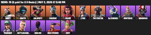 [PC/XBOX] | 15 skins | Drift | Zenith | Calamity | Carbide | Valor | Lynx | The Visitor | DJ Yonder | Huntress | Wingman | Teknique | Battlehawk | Full Access