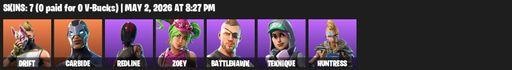 [PC/PSN] | 7 skins | 800 V-bucks | Drift | Carbide | Redline | Zoey | Battlehawk | Teknique | Huntress | Rift Edge | Gale Force | Positron | Full Access