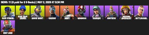 [PC/XBOX] | 11 skins | Blue Striker | Blue Team Leader | Rogue Agent | Carbide | Drift | Wingman | Teknique | Huntress | Mission Specialist | Full Access