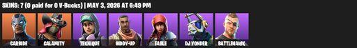 [PC/PSN] | 7 skins | Carbide | Calamity | Teknique | Giddy-up | Fable | DJ Yonder | Battlehawk | Reckoning | Guiding Glow | Lug Axe | Gale Force | Full Access