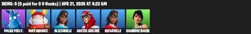 [PC/PSN/XBOX] | 6 skins | 500 V-bucks | Polar Peely | Guff Gringle | Blizzabelle | Arctic Adeline | Krisabelle | Rainbow Racer | Full Access