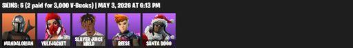 [PC/PSN/XBOX] | 5 skins | Mandalorian | Yulejacket | Slayer Juice WRLD | Reese | Santa Dogg | Spider Snare | Groot's Sap Axes | Full Access