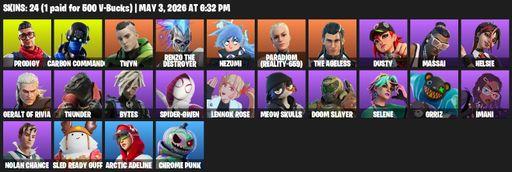 [PC/XBOX] | 24 skins | 500 V-bucks | Prodigy | Carbon Commando | Twyn | Renzo the Destroyer | Nezumi | Paradigm (Reality-659) | The Ageless | Dusty | Full Access
