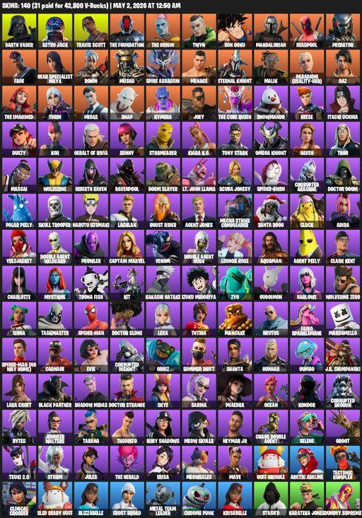 [PC/PSN/XBOX] | 140 skins | Travis Scott | Lara Croft | Darth Vader | Astro Jack | The Foundation | The Origin | Twyn | Son Goku | Mandalorian | Full Access