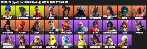 [PC/XBOX] | 29 skins | Blue Team Leader | Blue Striker | Prodigy | Lynx | Luxe | The Ice King | The Prisoner | Gear Specialist Maya | Zenith | Full Access