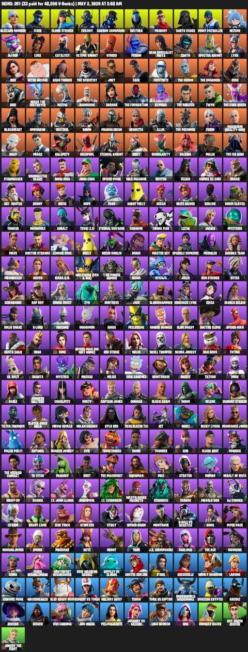 [PC/PSN/XBOX] | 251 skins | Blizzard Bomber | Fixer | Cloud Striker | Trilogy | Carbon Commando | Sultura | Prodigy | Darth Vader | Point Patroller | Full Access